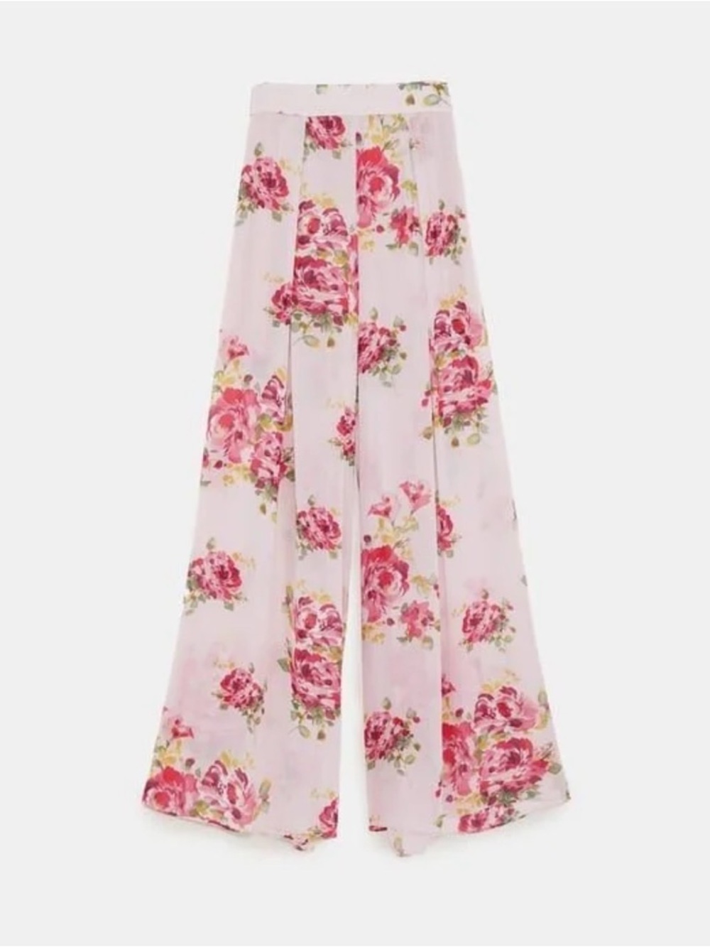 Zara Pink Floral Wide-Leg Palazzo Pants
